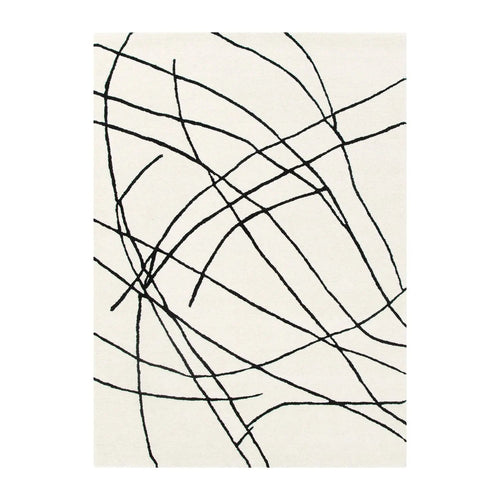 Alison Ivory Charcoal Wool Rug | Full rug design