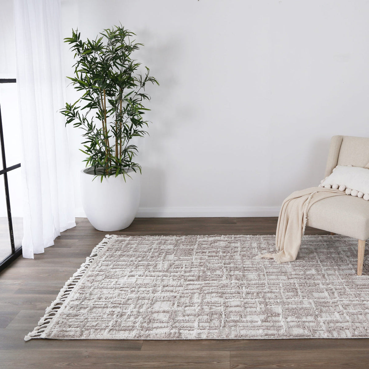 Bilbao Kubra Contemporary Beige Rug — alternate angle