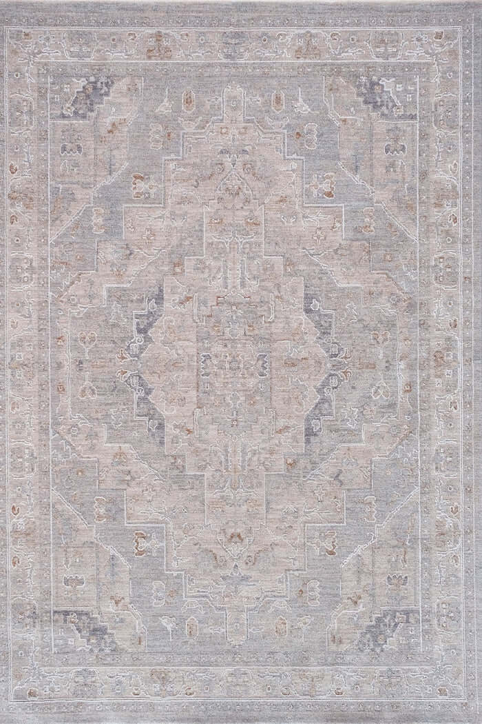Crucial Light Grey Traditional Rug