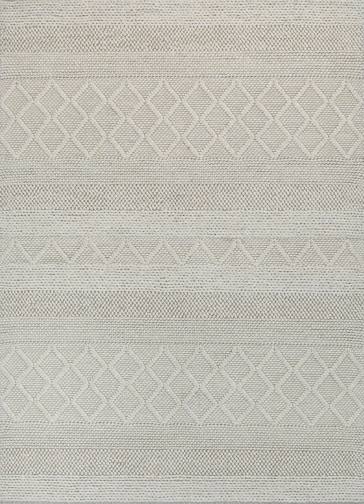 Bella Handwoven Wool Natural Ivory Rug – full rug design