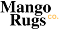 Mango Rugs Co. logo in black serif text with 'co.' in orange, centered on a solid black background.