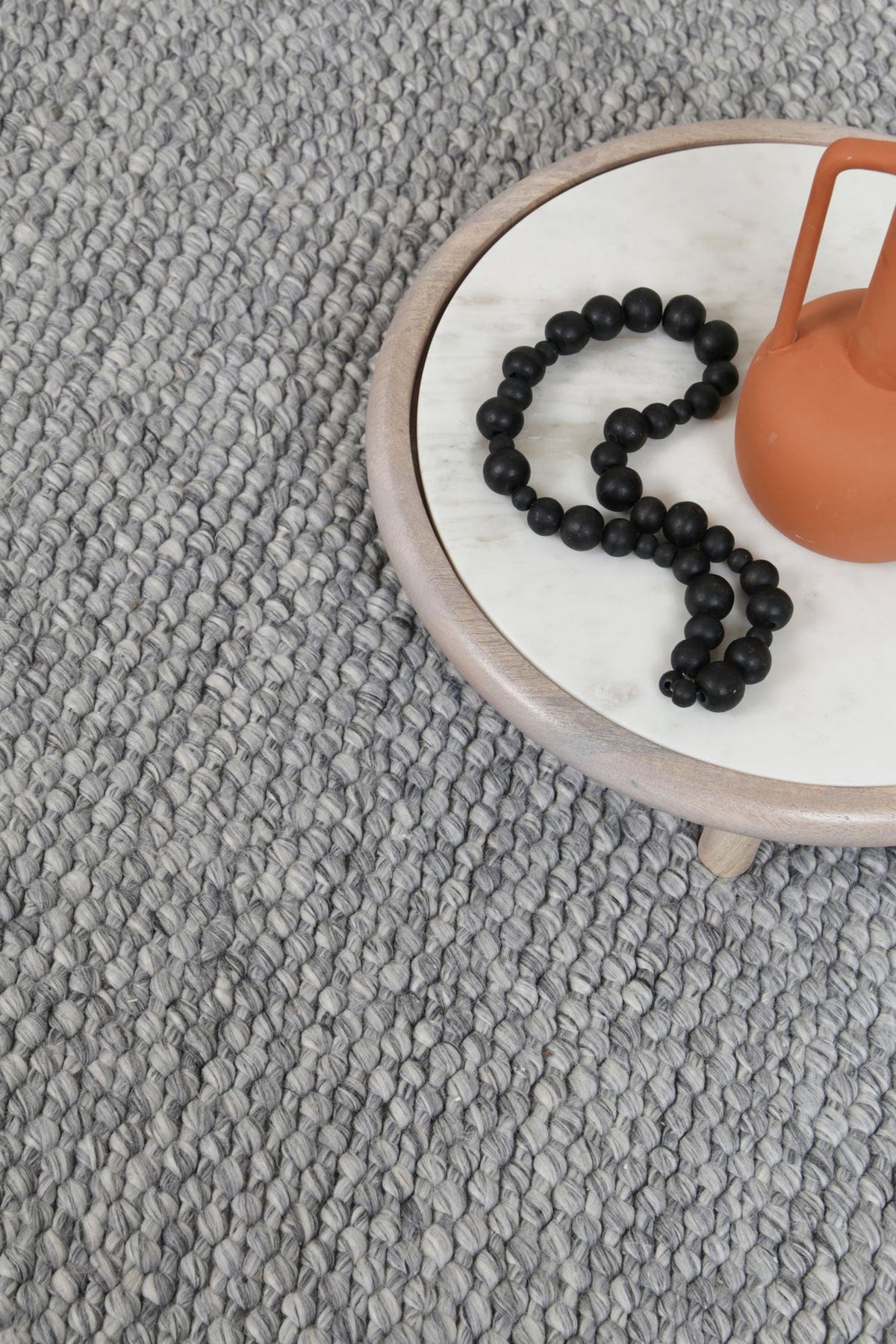 Wayanad Handwoven Wool Grey Rug – product gallery photograph 3