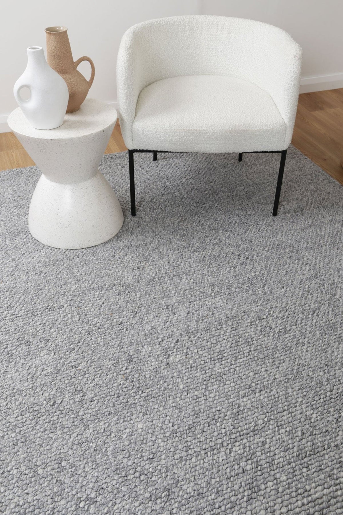 Wayanad Handwoven Wool Grey Rug – product gallery photograph 2
