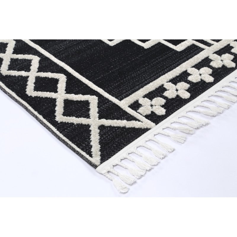 Archer Marrakech Rug Coal – edge and fringe detail