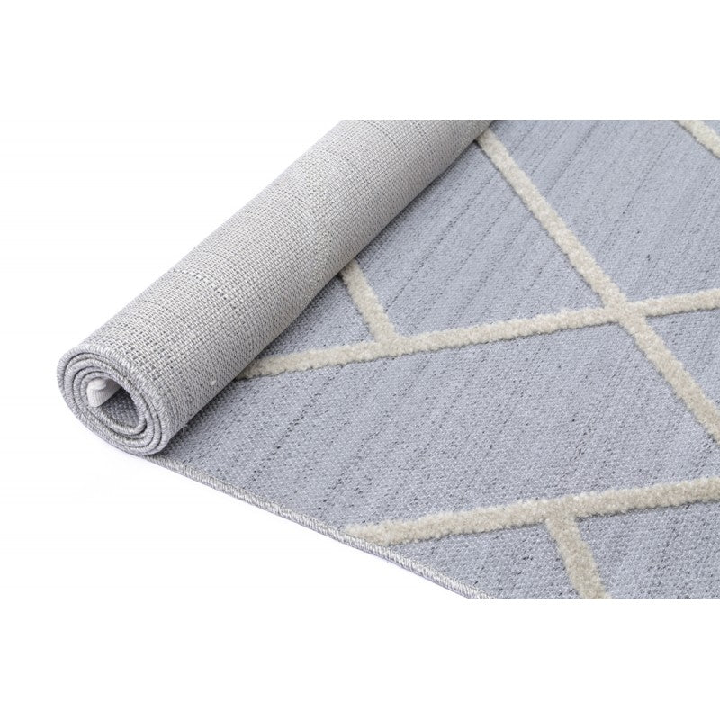 Archer Herring Rug Silver – rolled rug perspective