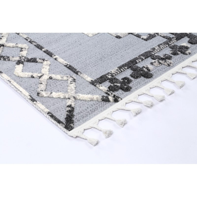 Archer Marrakech Rug Silver – edge and fringe detail