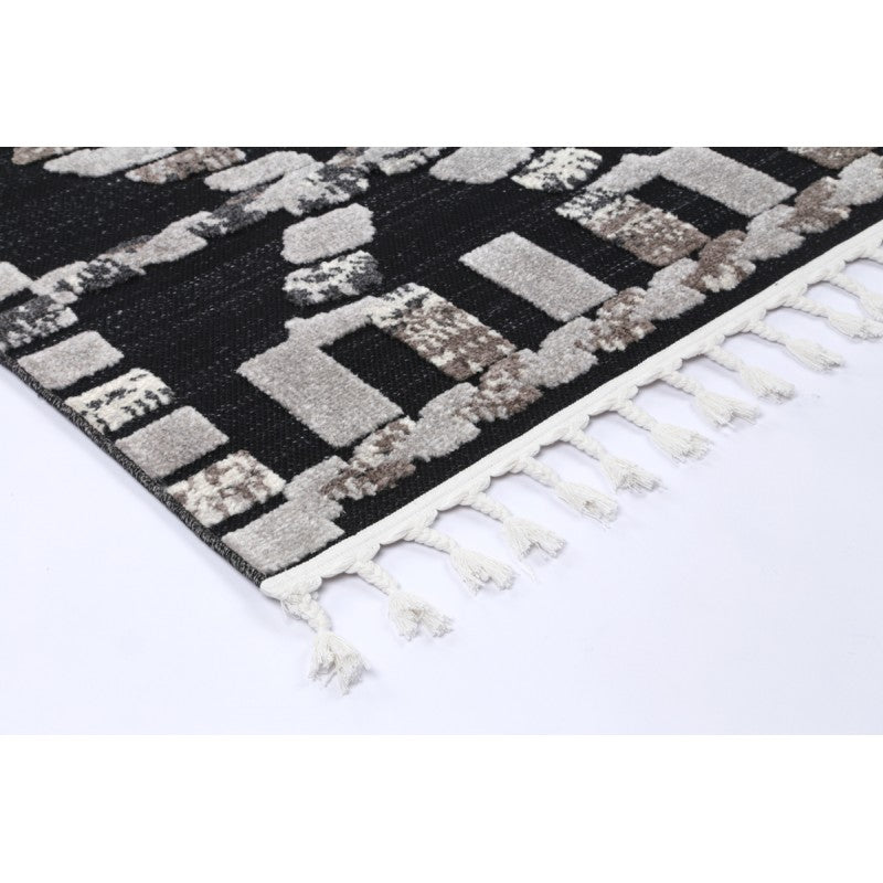 Archer Kasbah Rug Coal – edge and fringe detail